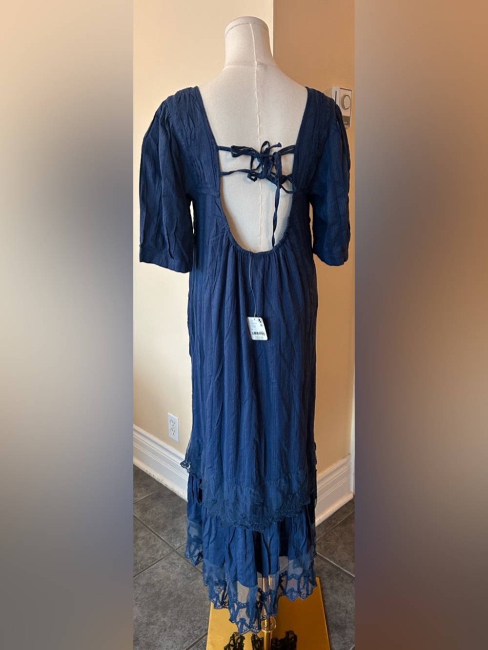 SOLD. FREE PEOPLE Calder Midi Dress in Skipper Blue / Navy Blue size small - Picture 15 of 15